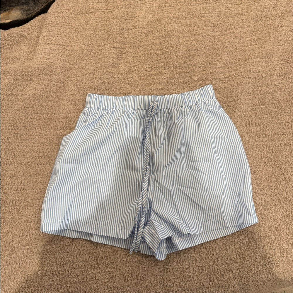 SHEIN High Waist Blue Striped Shorts